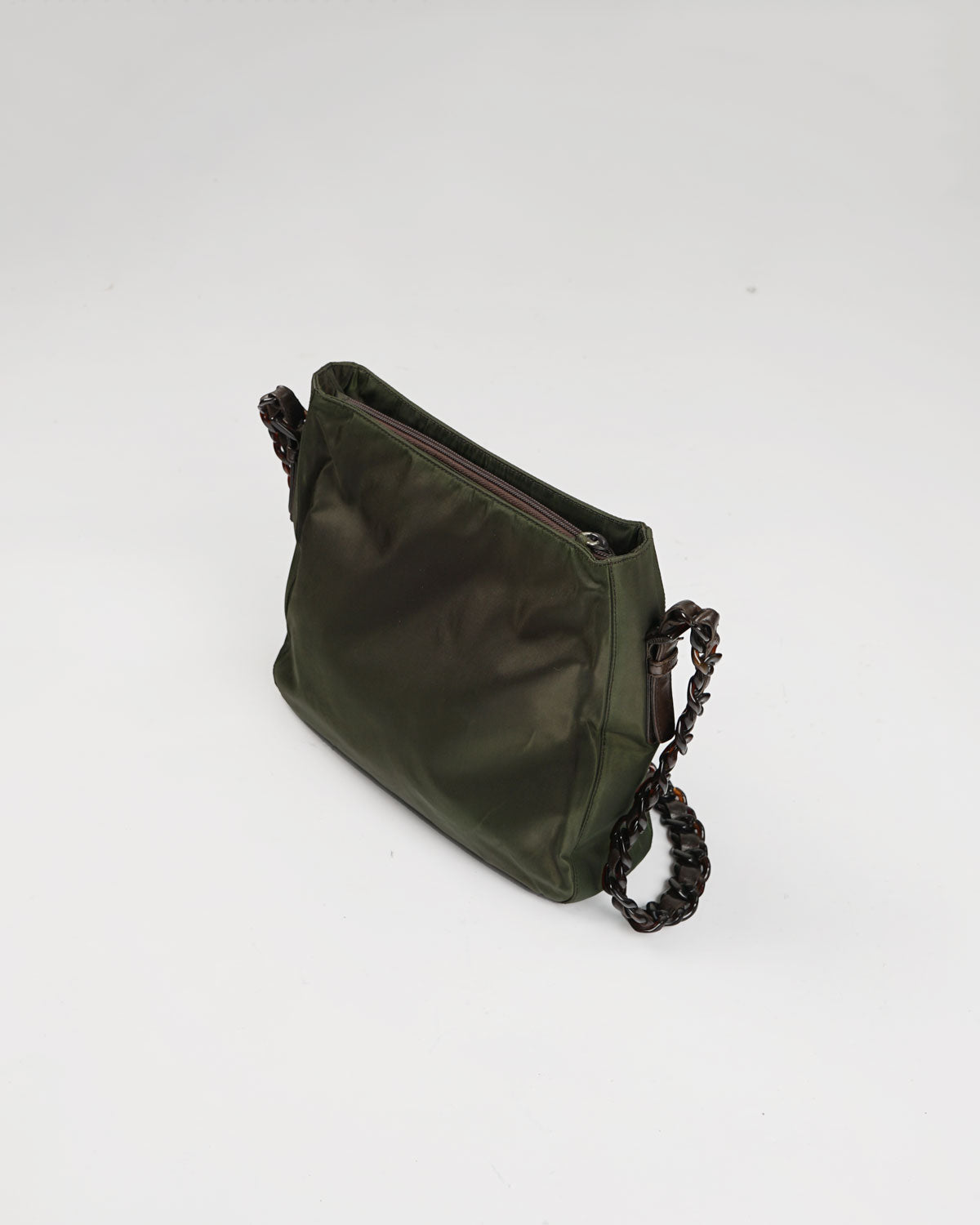 Chain Handle Nylon Shoulder Bag