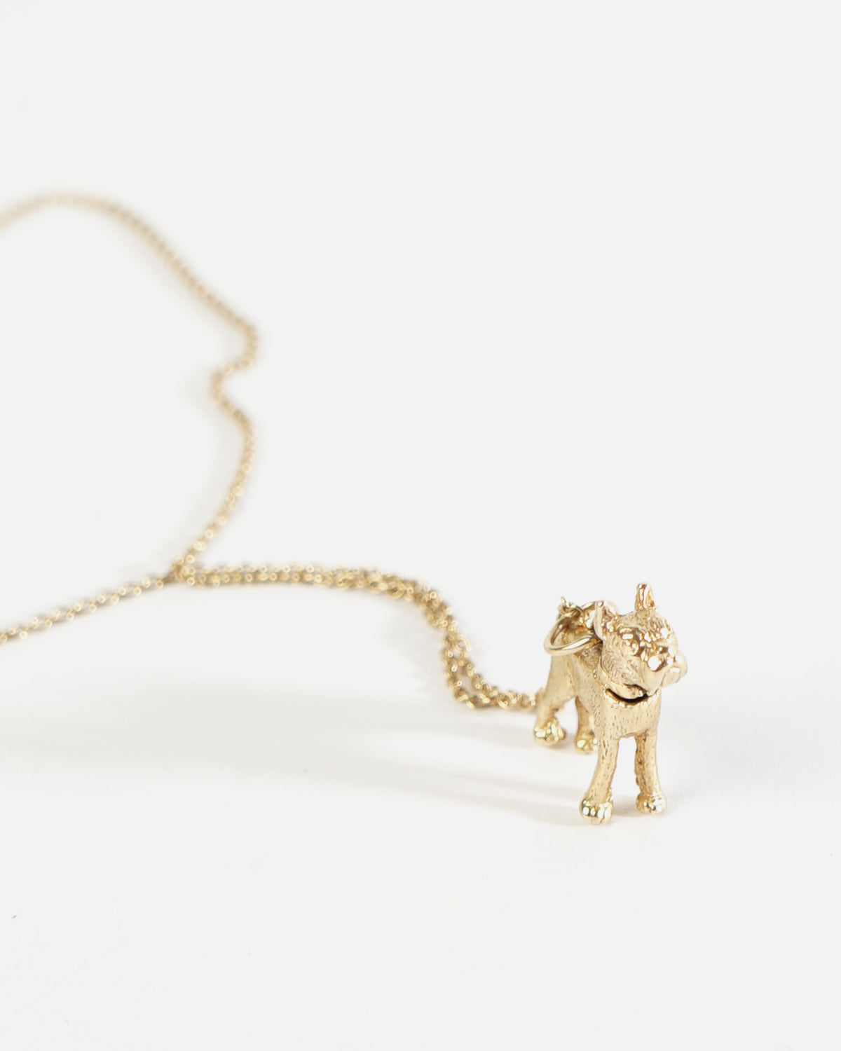 14k Gold Chain Necklace w/ Dog Charm