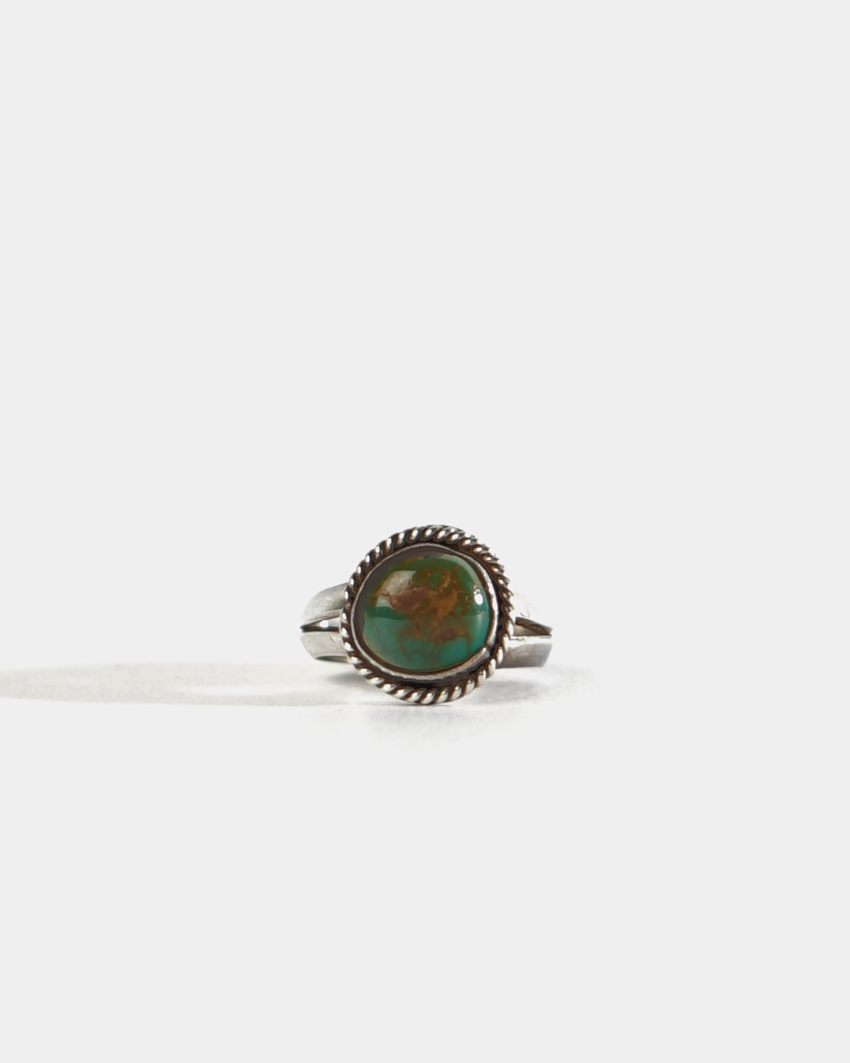 Silver x Green Natural Stone Ring / size: 4.5