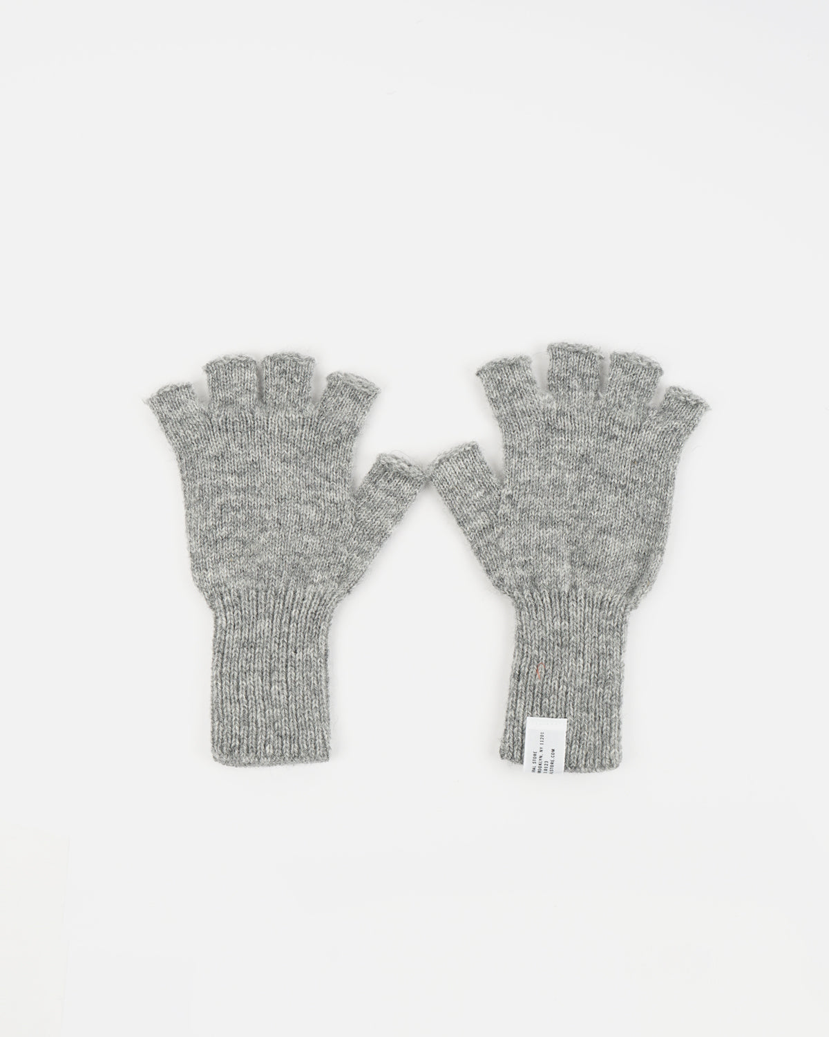 Shetland Wool Fingerless Gloves Light Gray / S