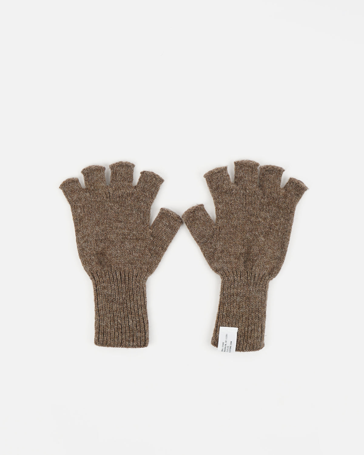 Shetland Wool Fingerless Gloves Brown / M