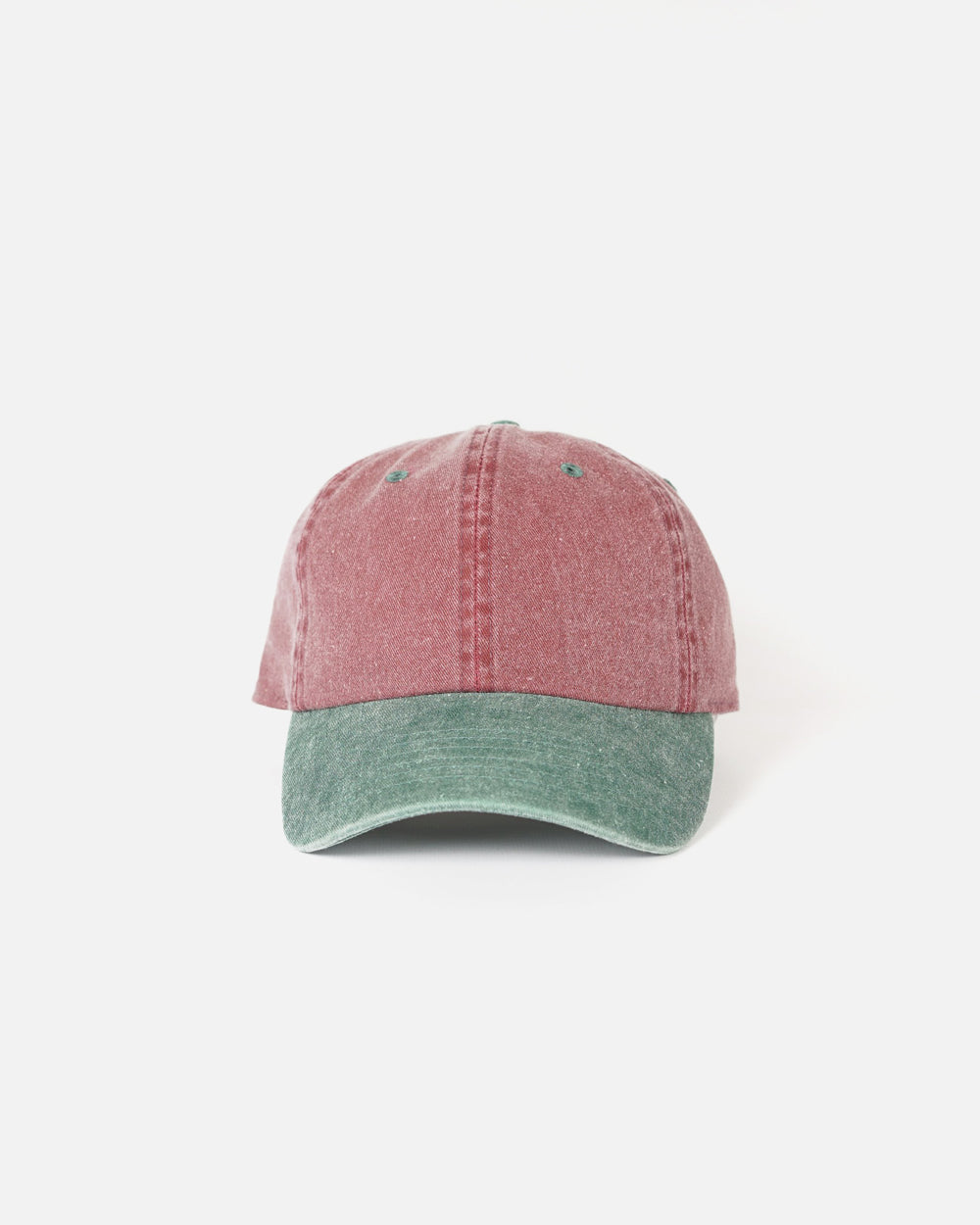 Washed Cotton 6-Panel Cap Burgundy x Green